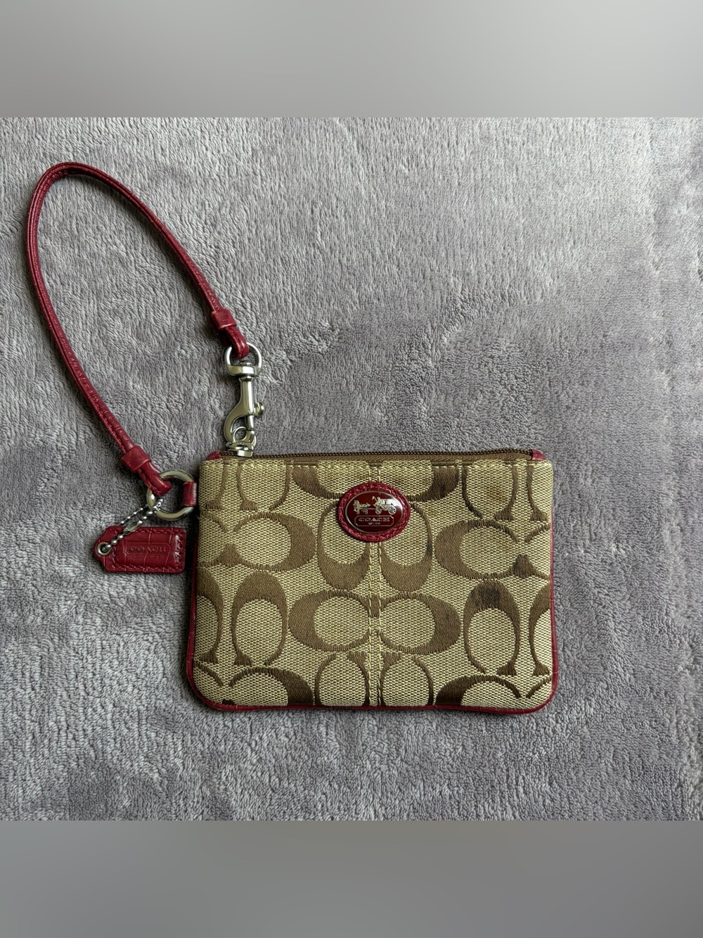 Vintage Coach Wristlet with Red Trim